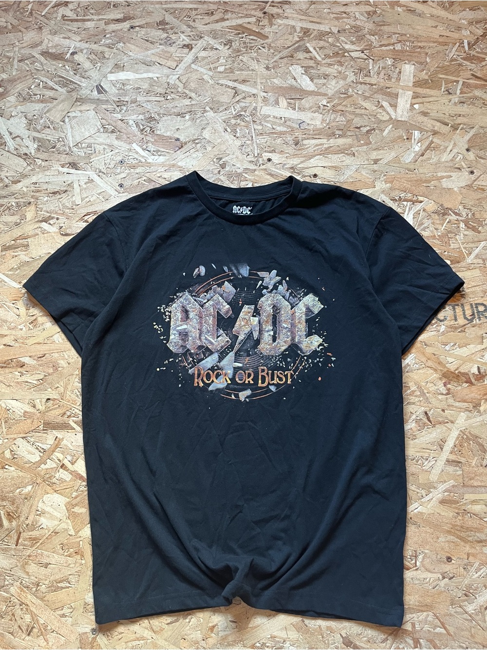 AC/DC Black 'Rock or Bust' Graphic Short Sleeve Tee